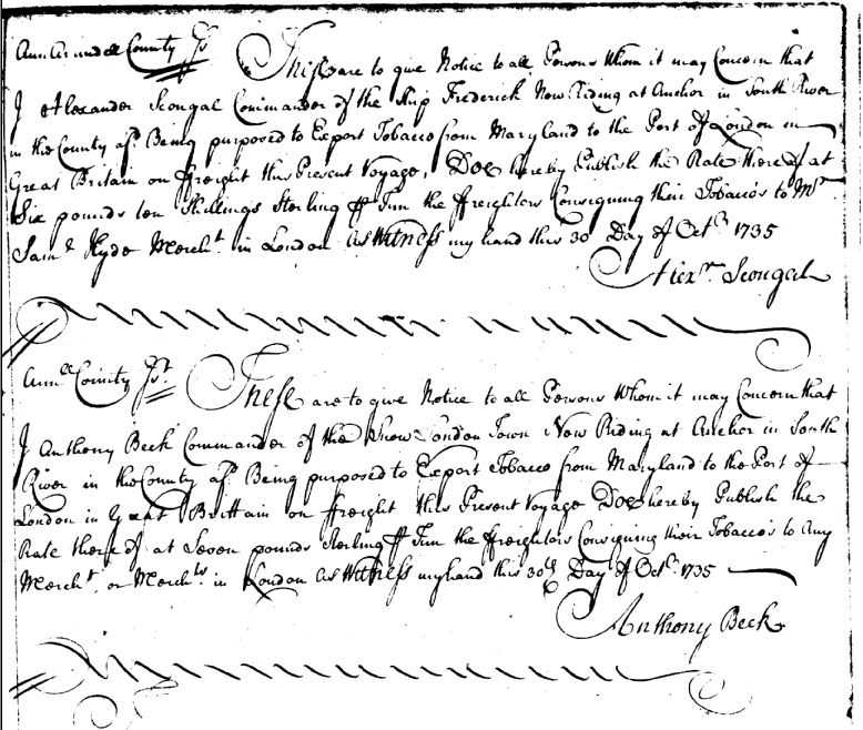 Tobacco Consignment 1735